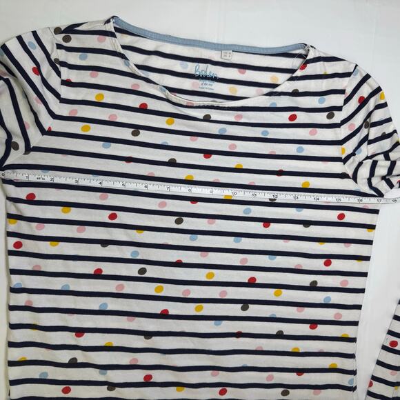 Boden Striped Dot Long Sleeve Top US 4 UK 8 Navy Multicolor Polka Dot Cotton Tee - Picture 6 of 9